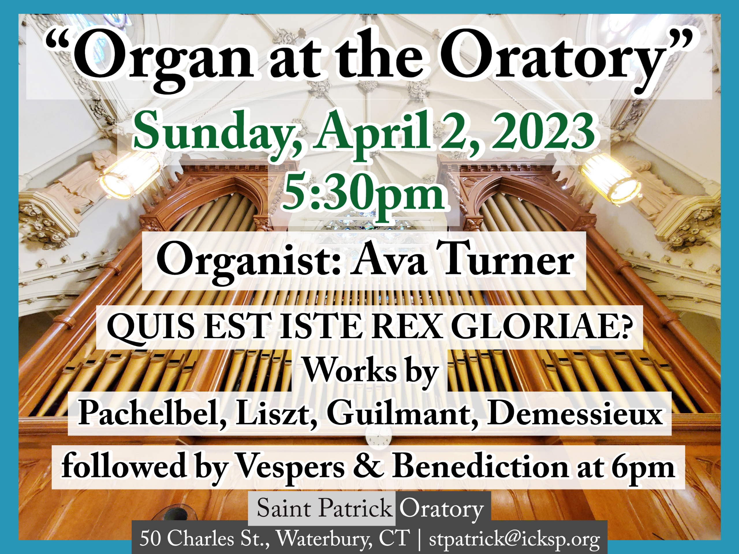 Organ at the Oratory April 1