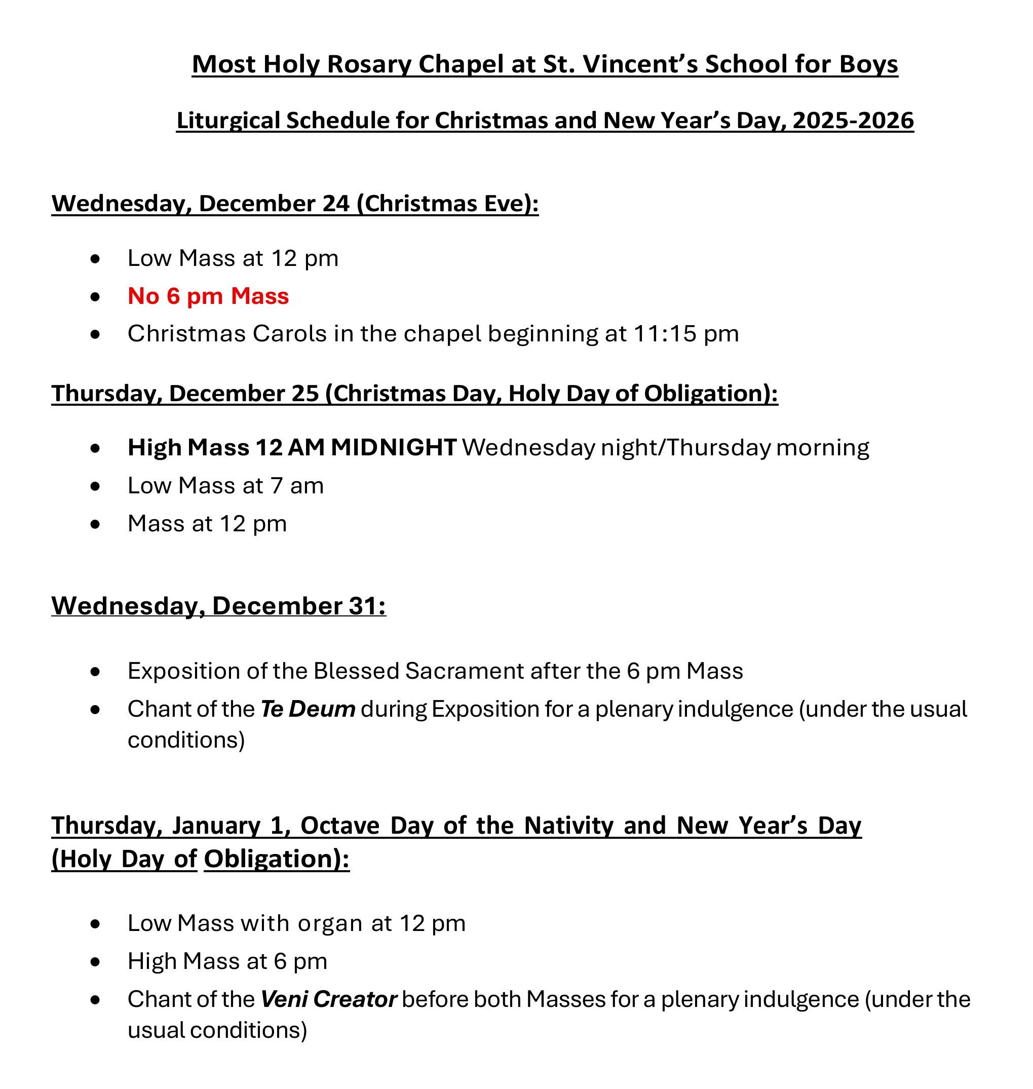 ChristmasNewYear Schedule Website