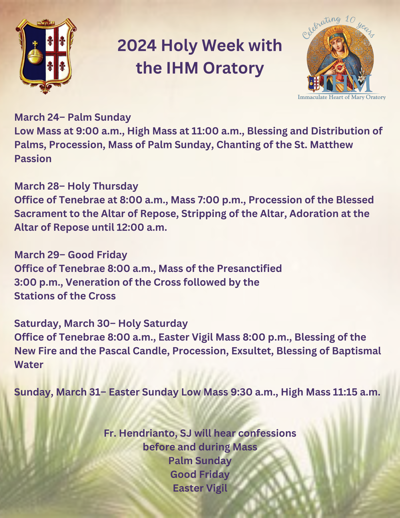 2024 Holy Week Schedule Edit